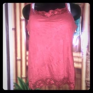 Dark Orange Maurices Crinkle Cami Lace Detail Sz 2